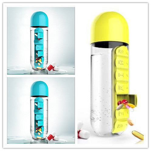 Direct Selling Two-In-One Water Cup Pill Box 7-Day Pill Box 7 Grids Outdoor Easy To Carry Water Bottle One Week With Pill Box Cup - ZEYTONCART