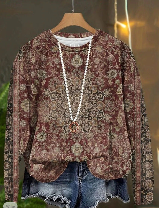 European And American Printing Long Sleeve Casual Top Autumn Winter Sweater - ZEYTONCART