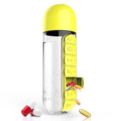 Direct Selling Two-In-One Water Cup Pill Box 7-Day Pill Box 7 Grids Outdoor Easy To Carry Water Bottle One Week With Pill Box Cup - ZEYTONCART