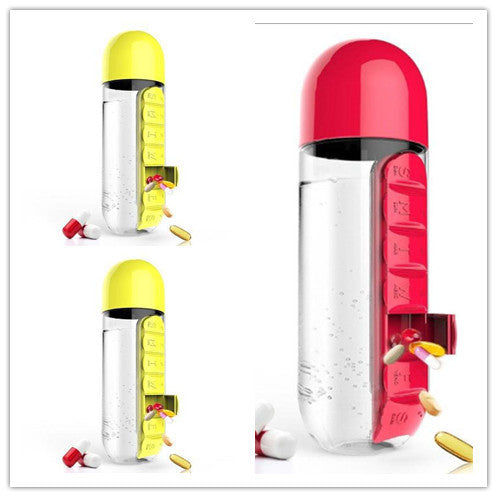 Direct Selling Two-In-One Water Cup Pill Box 7-Day Pill Box 7 Grids Outdoor Easy To Carry Water Bottle One Week With Pill Box Cup - ZEYTONCART