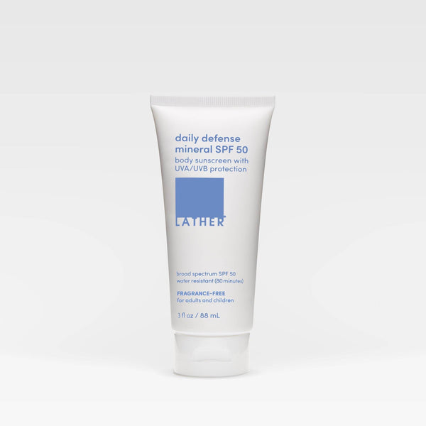 Lather Daily Defense Mineral SPF 50 Body Sunscreen – Fragrance-Free, Non-Nano Zinc Formula - ZEYTONCART