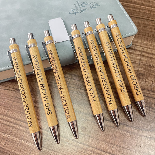Funny 7 Days A Set Of Bamboo Ball Pens