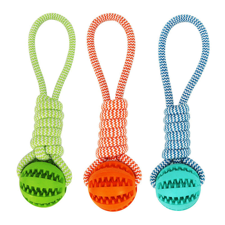 Dog Toys Treat Balls Interactive Hemp Rope Rubber Leaking Balls For Small Dogs Chewing Bite Resistant Toys Pet Tooth Cleaning Bite Resistant Toy Ball For Pet Dogs Puppy - ZEYTONCART