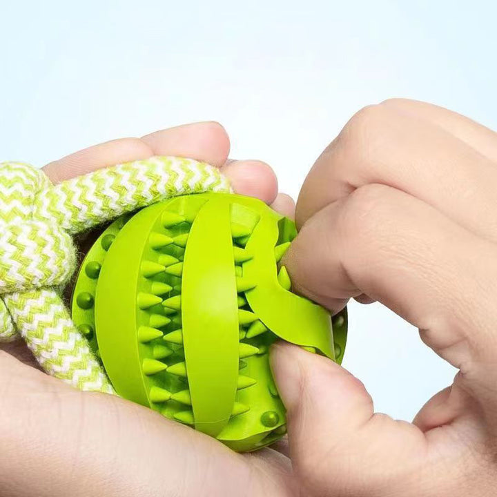 Dog Toys Treat Balls Interactive Hemp Rope Rubber Leaking Balls For Small Dogs Chewing Bite Resistant Toys Pet Tooth Cleaning Bite Resistant Toy Ball For Pet Dogs Puppy - ZEYTONCART