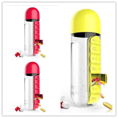 Direct Selling Two-In-One Water Cup Pill Box 7-Day Pill Box 7 Grids Outdoor Easy To Carry Water Bottle One Week With Pill Box Cup - ZEYTONCART
