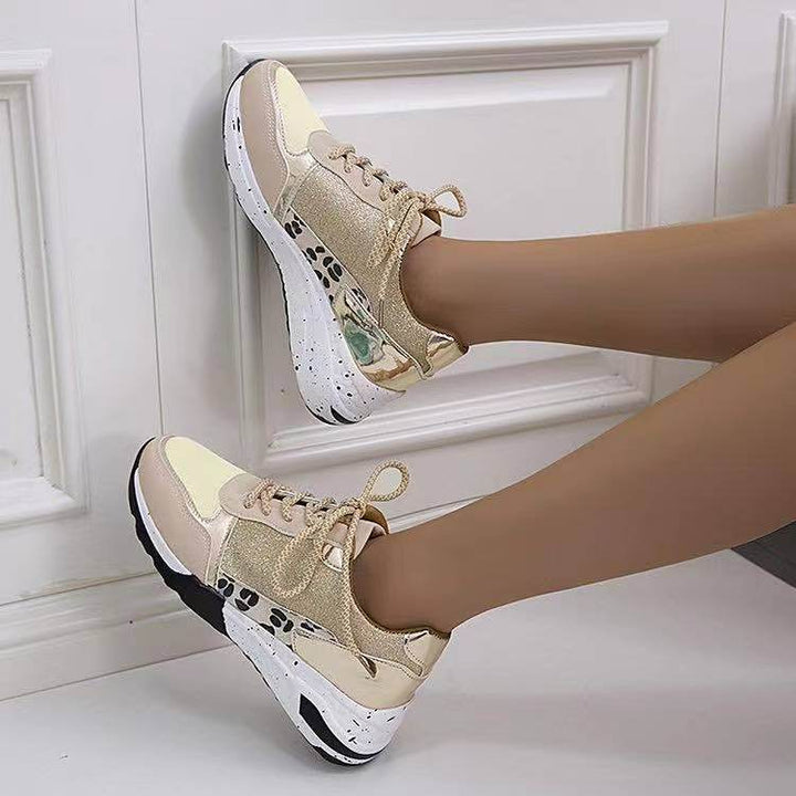 Lace Up Sneakers Wedge Flat Casual Walking Running Shoes For Women - ZEYTONCART