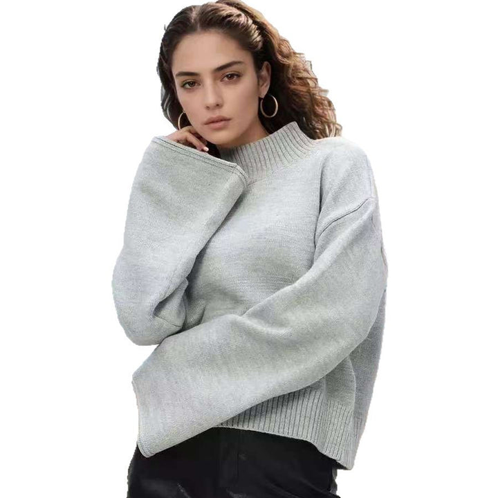 Autumn And Winter Loose Short Solid Color Knitted Top - ZEYTONCART