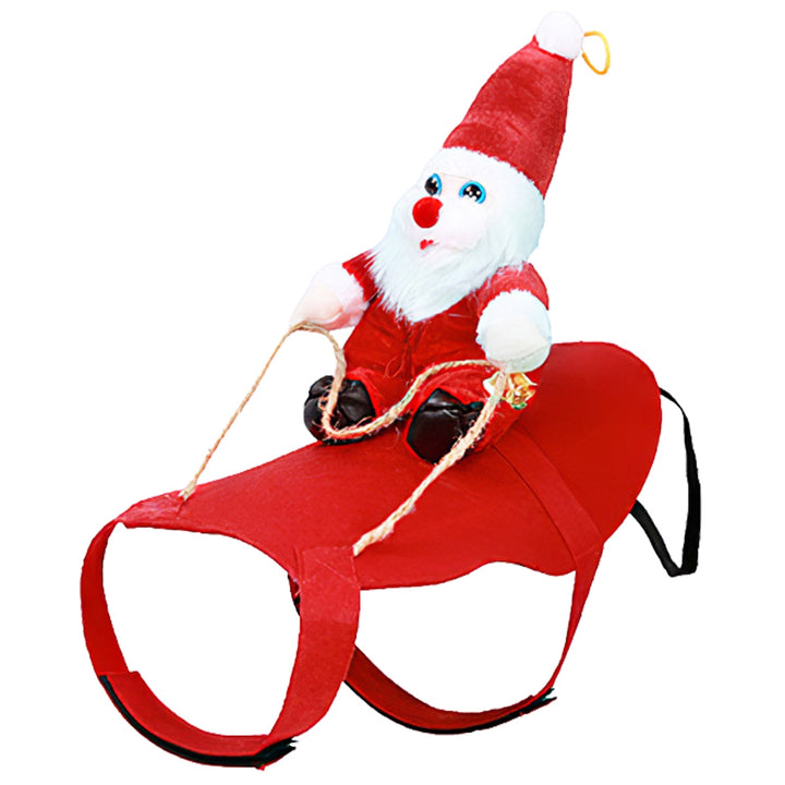 S-M-L-XL Options -- 1Pc Pet Christmas Costumes Red Winter Coat For Dog Riding Santa Claus With Bell Clothes New Year Outfit Cosplay Costumes Party Dress Up For Cats - ZEYTONCART