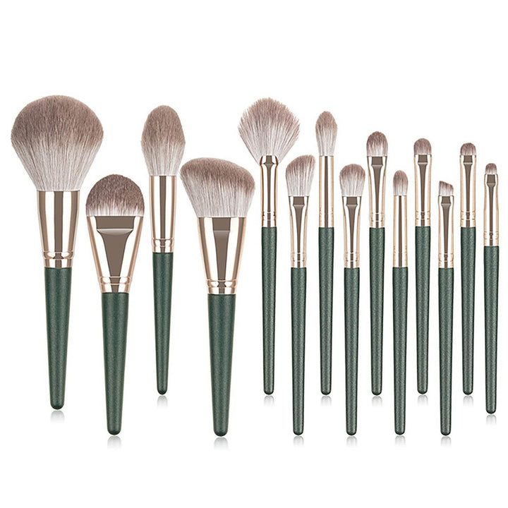 Green Cloud 14 Makeup Brushes Suit - ZEYTONCART