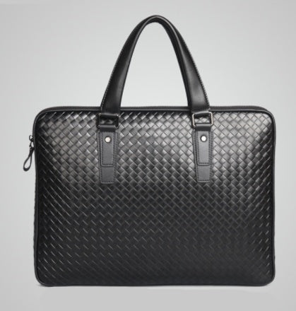 Men's Bag Leather Large Briefcase Hand Woven Luxury Handbags Business Tote Bags For Men High Quality Laptop Handbags - ZEYTONCART