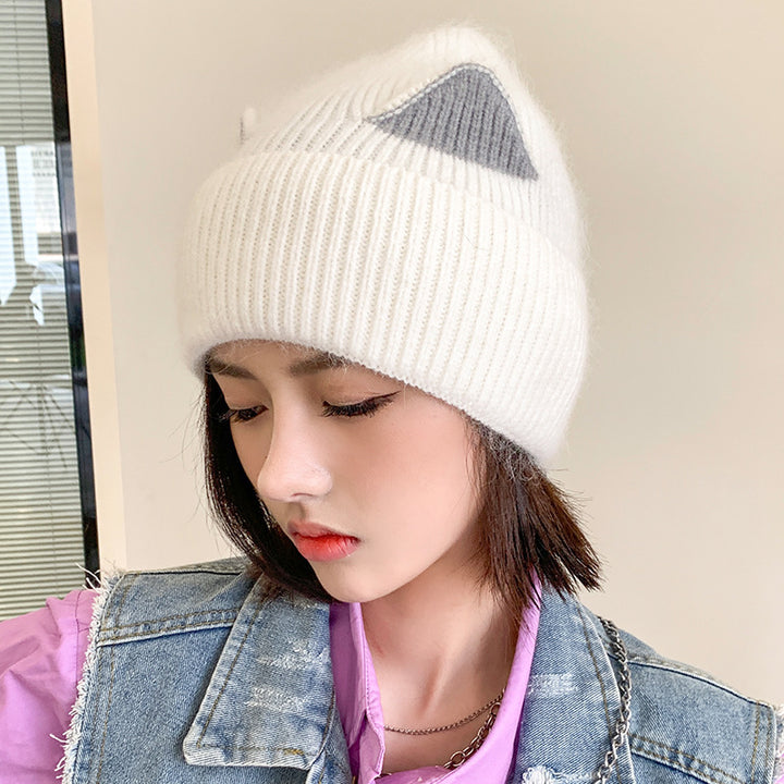 Cat Ears Woolen Knitted Hat Women's Spring And Autumn Winter Korean Style - ZEYTONCART