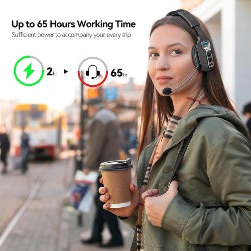 Trucker Bluetooth 5.2 Wireless Headset With Noise Cancelling Mic For Phones PC - ZEYTONCART