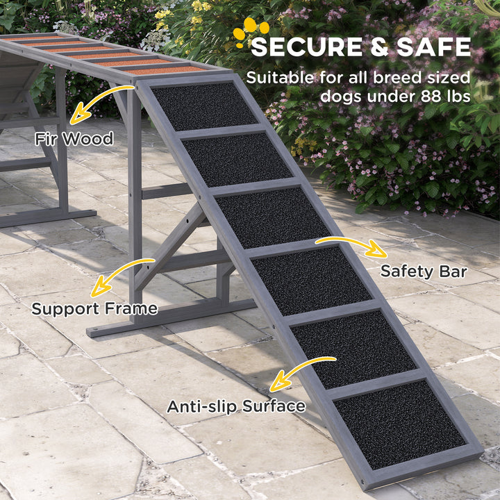 Dog Agility Equipment Ramp With Safety Bar, Non-slip Surface, For Walk And Pause Training, Gray - ZEYTONCART