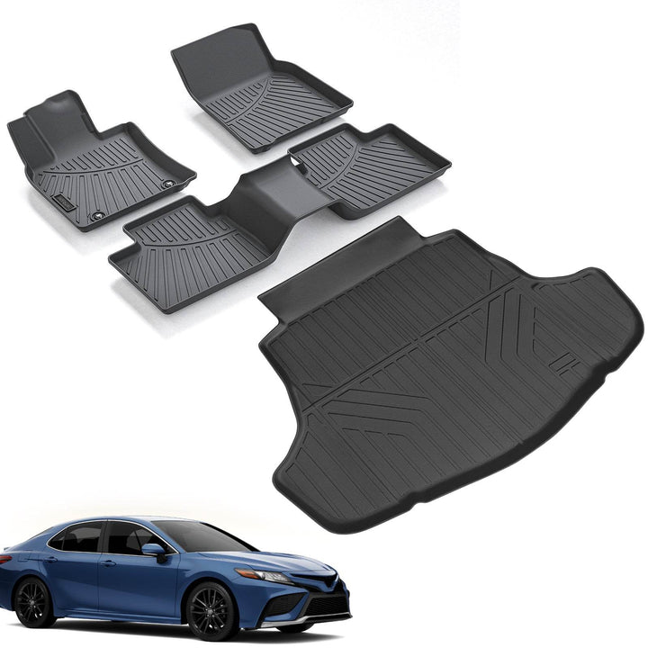 Floor Mats & Cargo Liners Compatible For Toyota Camry 2025 -Include Hybrid- All Weather 2 Row Floor Liners And Trunk Mat Mats Accessories-Black. - ZEYTONCART