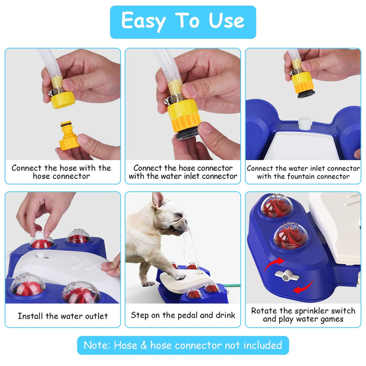 Blue-Yellow Color Options -- 1Pc Dog Water Fountain Multifunctional Automatic Pet Water Dispenser Outdoor Step-on Activated Sprinkler For Drinking Shower Fun - ZEYTONCART