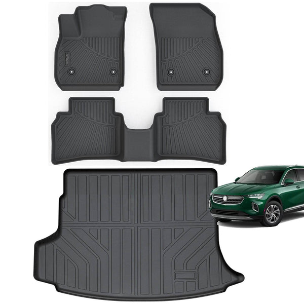 Floor Mats & Cargo Liners Compatible For 2021-2025 Buick Envision All Weather 2 Row Floor Liners And Trunk Mat Odorless Anti-Slip Rubber Mats Accessories-Black - ZEYTONCART