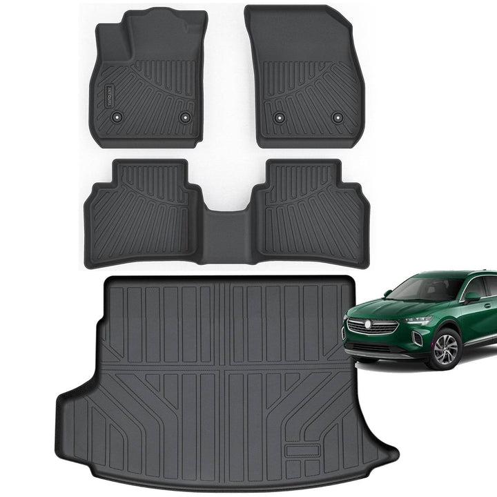 Floor Mats & Cargo Liners Compatible For 2021-2025 Buick Envision All Weather 2 Row Floor Liners And Trunk Mat Odorless Anti-Slip Rubber Mats Accessories-Black - ZEYTONCART
