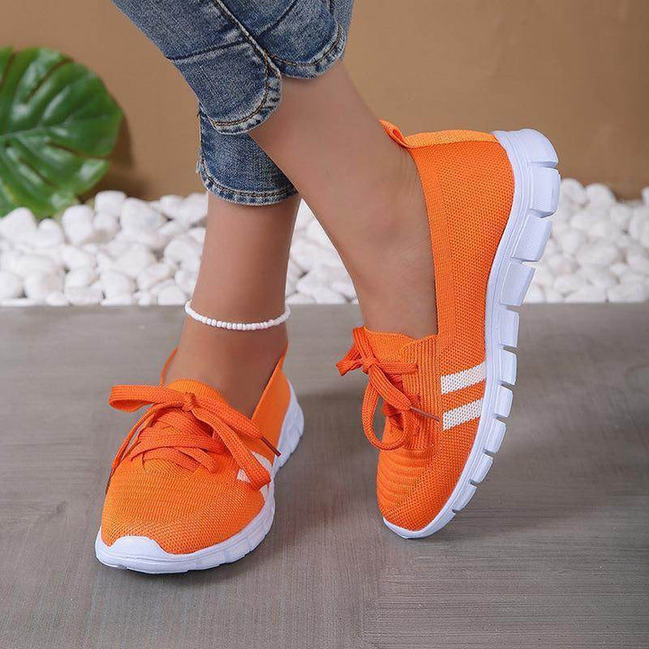 Casual Lace-up Mesh Shoes Preppy Flats Walking Running Sports Shoes Sneakers For Women - ZEYTONCART
