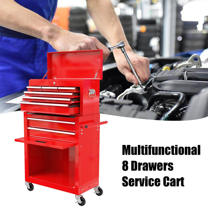 High Capacity Rolling Tool Box With Wheels And Drawers, 8 Drawer Tool Storage Cabinet - ZEYTONCART