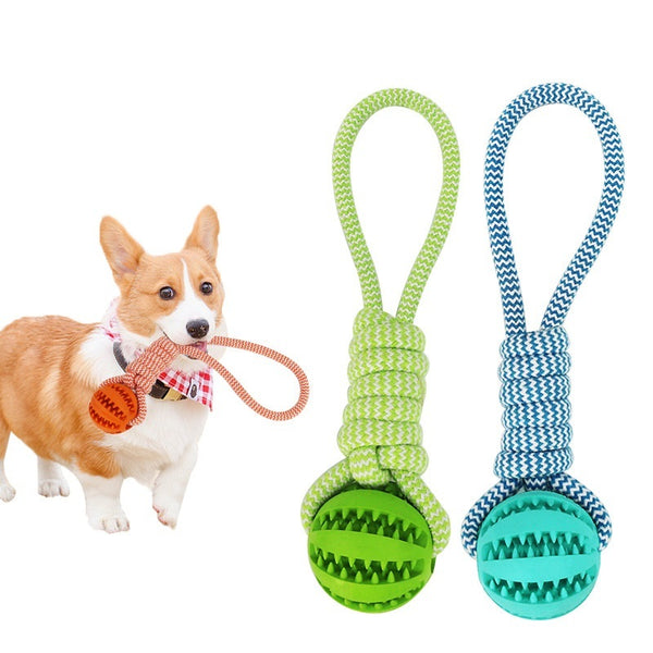 Dog Toys Treat Balls Interactive Hemp Rope Rubber Leaking Balls For Small Dogs Chewing Bite Resistant Toys Pet Tooth Cleaning Bite Resistant Toy Ball For Pet Dogs Puppy - ZEYTONCART