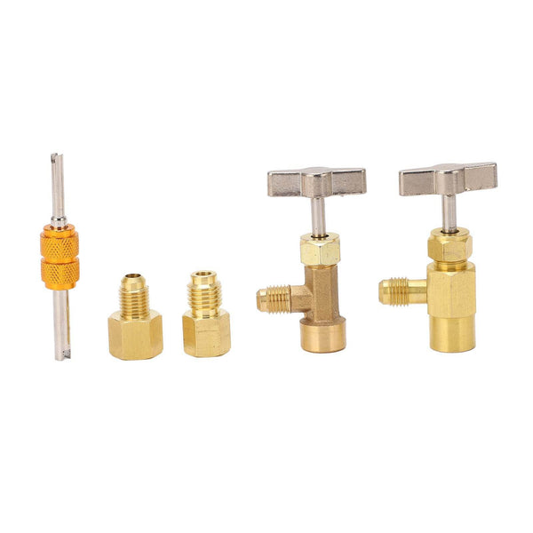 R134A Self Sealing Can Tap Valve Brass Puncture Style Dispenser Valve with Refrigerant Tank Adapters for Air Condition - ZEYTONCART