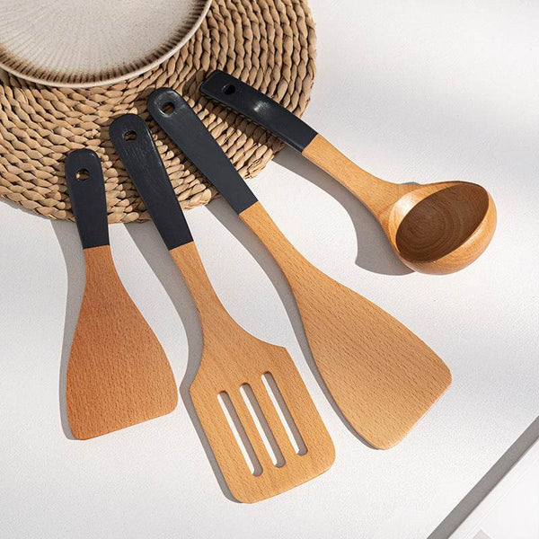 Household Non-stick Wooden Spatula Rice Spoon Wooden Soup Spoon Cookware Set - ZEYTONCART