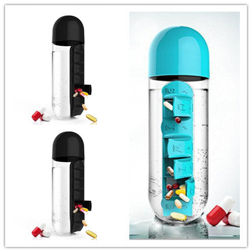 Direct Selling Two-In-One Water Cup Pill Box 7-Day Pill Box 7 Grids Outdoor Easy To Carry Water Bottle One Week With Pill Box Cup - ZEYTONCART