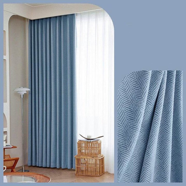 Home Fashion Herringbone Pattern Chenille Blackout Curtains - ZEYTONCART