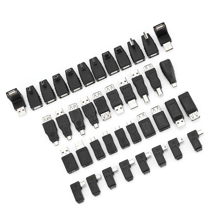 Pack of 40 Multiple USB2.0 Adapters Angled Mini Micro Type B Male Female Converters Connectors - ZEYTONCART