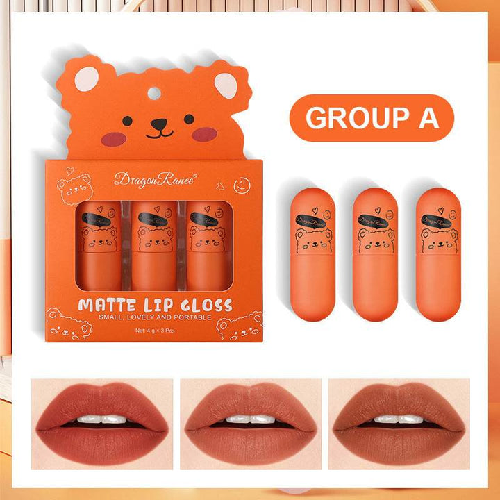 Fog Lip Dew Three Small Sets Of Boxes Matte Lip Glaze Matte Bear Lipstick No Stain On Cup - ZEYTONCART