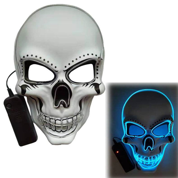 Glowing Mask Scary Ghost Face Halloween Funny White Skull Mask LED Glowing Props - ZEYTONCART