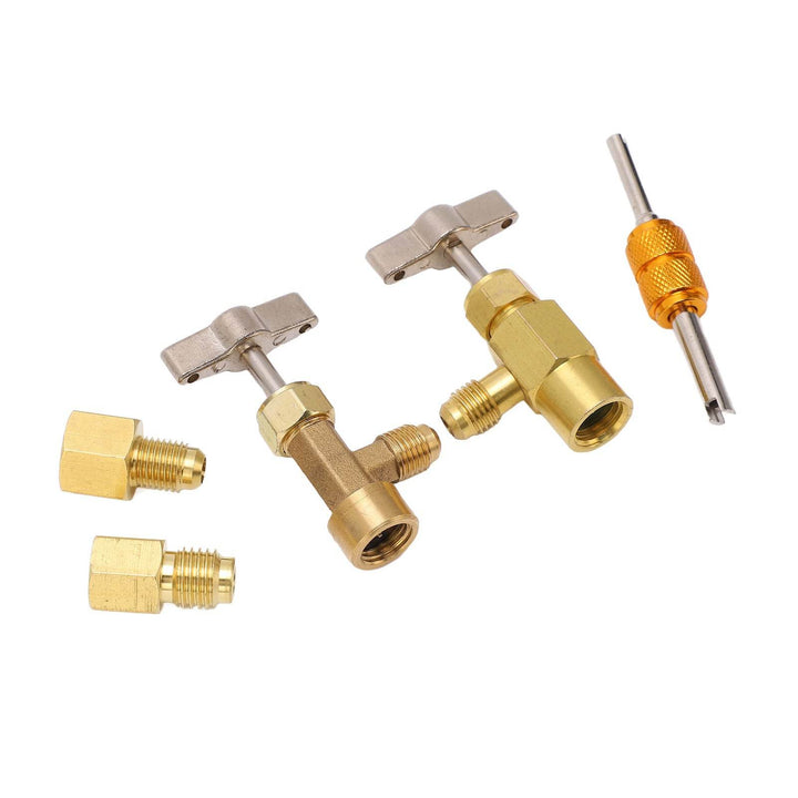 R134A Self Sealing Can Tap Valve Brass Puncture Style Dispenser Valve with Refrigerant Tank Adapters for Air Condition - ZEYTONCART