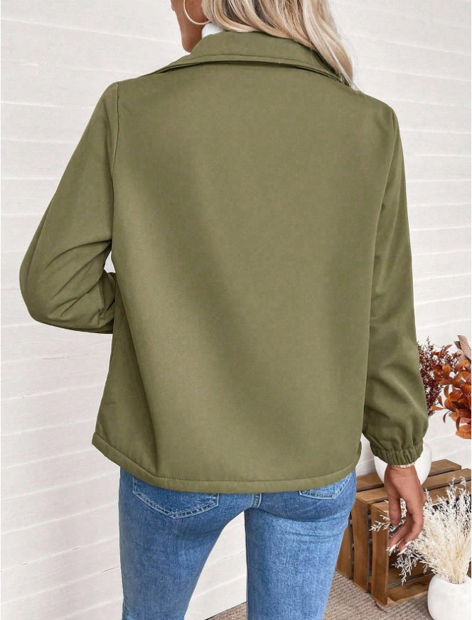 Casual Solid Color Zipper Fleece Jacket, Autumn Winter - ZEYTONCART