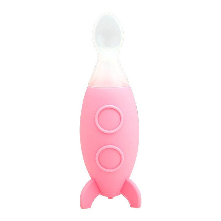 Creative Small Rocket Squeeze Silicone Feeding Spoon Baby Food Supplement Feeding Bottle - ZEYTONCART