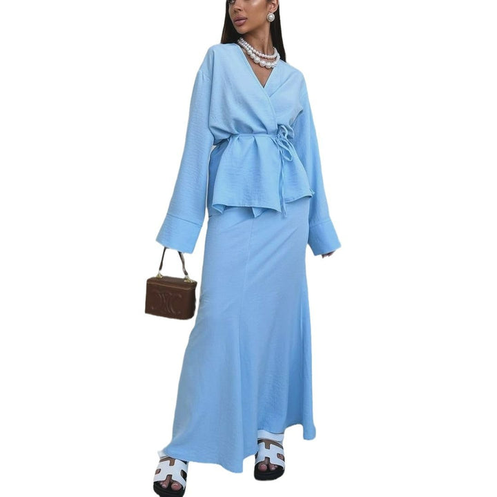 Autumn And Winter Lacing Waist-controlled Top Long Dress - ZEYTONCART