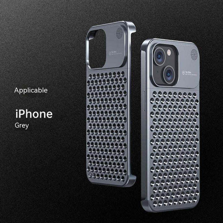 Aluminum Alloy Phone Case For 14 13 Pro Max Plus Hollow Heat Dissipation Anti-fall Full Body Shockproof Phone Cove - ZEYTONCART