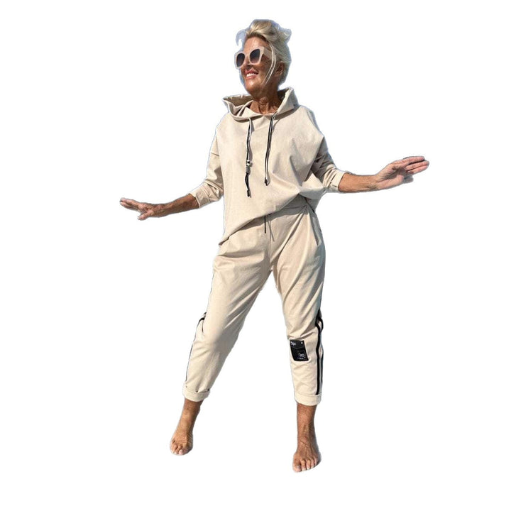 Round Neck Long Sleeve Braiding Stitching Trousers Suit - ZEYTONCART