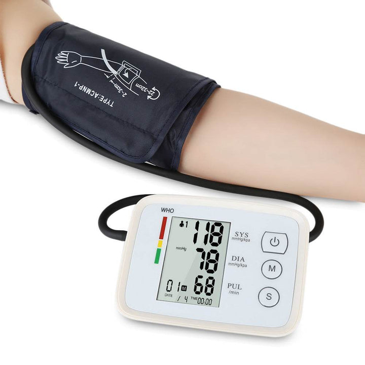 Digital Arm Blood Pressure Test Kit Cuff Sensor Monitor BP Automatic Pressure Tonometer Tensiometer Heart Rate Pulse Meter - ZEYTONCART