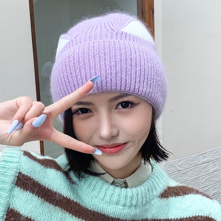Cat Ears Woolen Knitted Hat Women's Spring And Autumn Winter Korean Style - ZEYTONCART