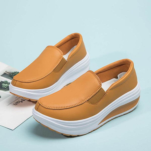 Platform Loafers Chunky Heel Flat Shoes Walking Sneakers For Women - ZEYTONCART