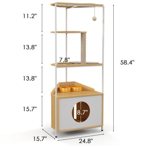 Cat Apartment With Feeding Station And Climbing Platform, Pet Furniture For Indoor Cats - ZEYTONCART