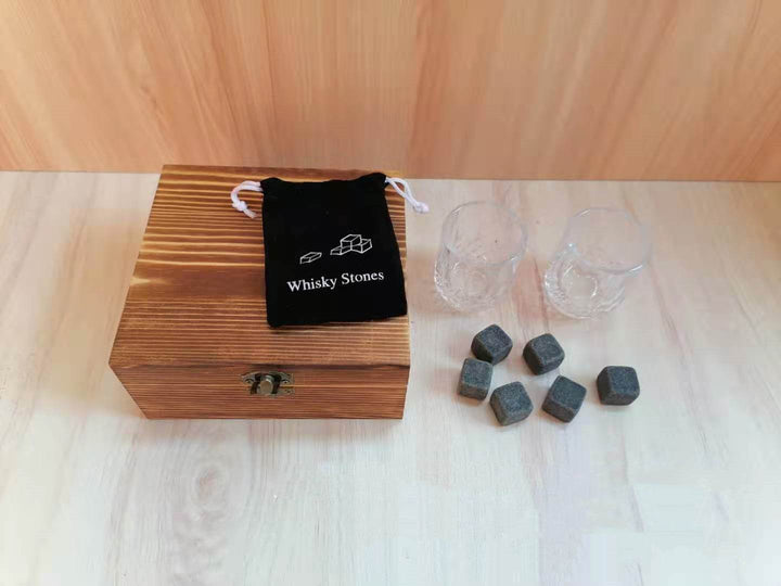Black Whiskey Stone Ice Cubes In High-end Wooden Box - ZEYTONCART