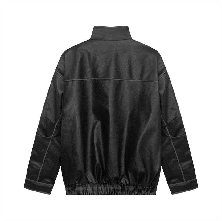 Leather Clothing With Stand Collar Coat For Men - ZEYTONCART