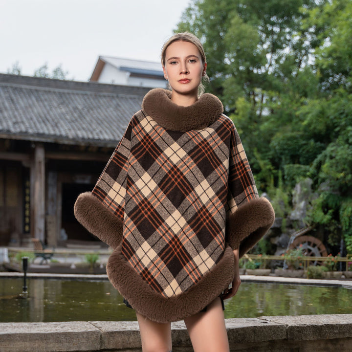 Elegant Autumn And Winter Warm Cloak Fleece-lined Thickened Fur Shawl - ZEYTONCART