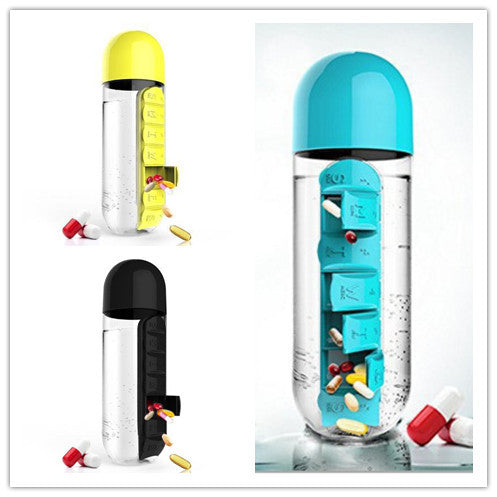 Direct Selling Two-In-One Water Cup Pill Box 7-Day Pill Box 7 Grids Outdoor Easy To Carry Water Bottle One Week With Pill Box Cup - ZEYTONCART