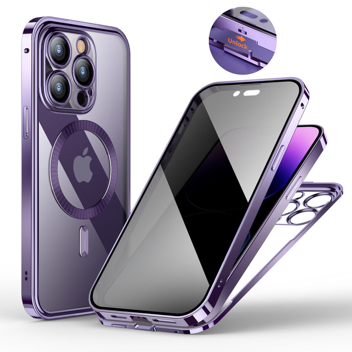 Anti-Privacy Metal Buckle Magnetic Support Wireless Charging Double-Sided Lens Full Cover Phone Case Protective Cover - ZEYTONCART