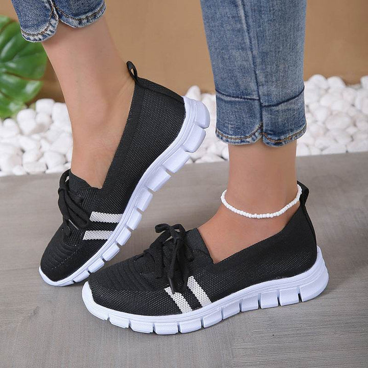 Casual Lace-up Mesh Shoes Preppy Flats Walking Running Sports Shoes Sneakers For Women - ZEYTONCART