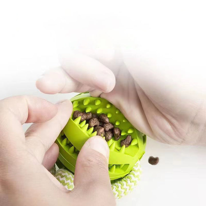 Dog Toys Treat Balls Interactive Hemp Rope Rubber Leaking Balls For Small Dogs Chewing Bite Resistant Toys Pet Tooth Cleaning Bite Resistant Toy Ball For Pet Dogs Puppy - ZEYTONCART