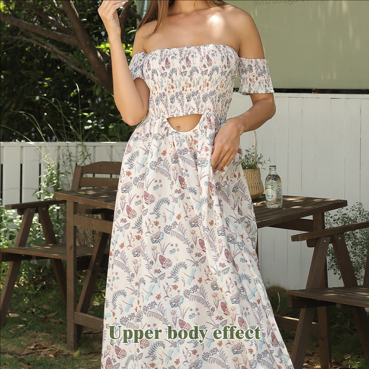 Women's Off Shoulder Strapless Floral Dress - ZEYTONCART