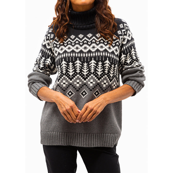 Women's Jacquard Turtleneck Fall And Winter Inner Wear Sweater - ZEYTONCART